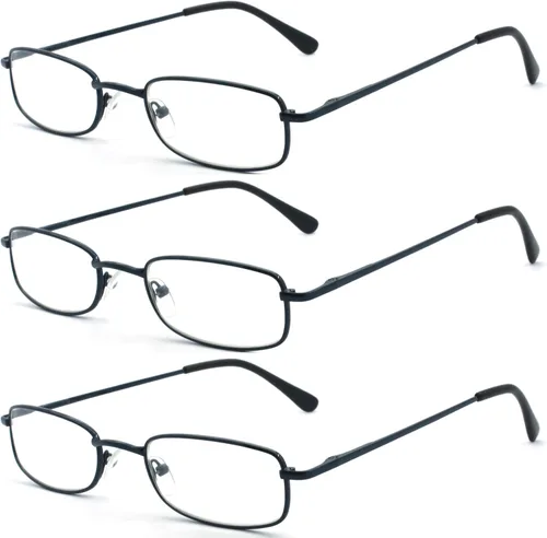 Vista 8 de Classic Readers - Gafas de lectura rectangulares de metal para hombres y mujeres, multicolor