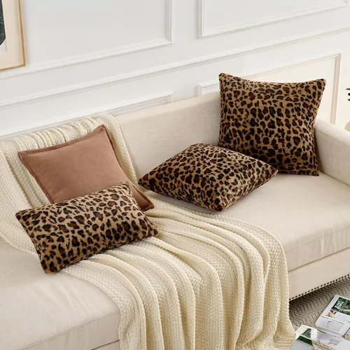 Vista 5 de GALMAXS7 Fundas de Almohada de Guepardo 16x16 Juego de 2 Fundas de Almohada de Piel Sintética Leopardo para Sofá Esponjosas Suaves Decorativas