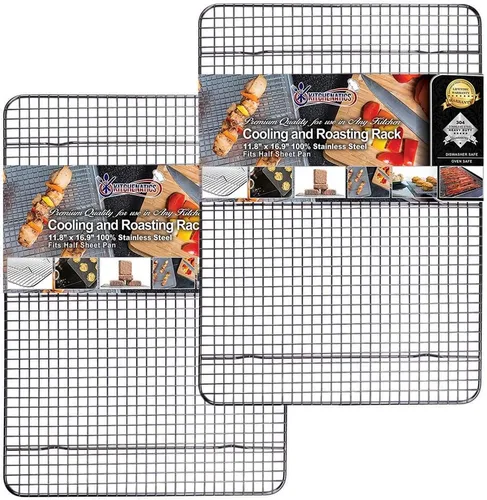 Vista 11 de KITCHENATICS Bandeja de Enfriamiento Pequeña de Cuarto de Hoja para Cocinar y Hornear, Parrilla de Acero Inoxidable Segura para Horno, Parrilla