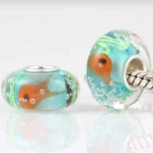 Vista 4 de ARTCHARM - Dije de cristal con núcleo de plata de ley 925 con diseño de flor de pez dorado para el día de San Valentín
