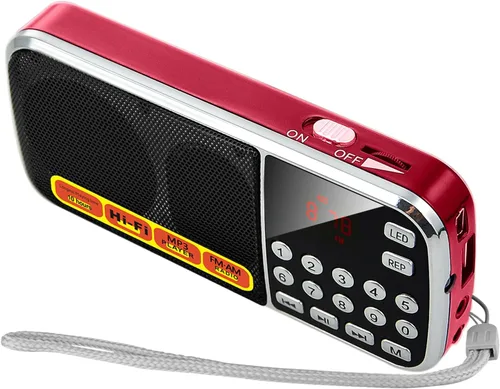 Vista 10 de Radios Pequeños Portátiles AM FM, Radio con Batería de Gran Capacidad Recargable, Ranura para Tarjeta TF Micro SD y USB, Reproducción MP3, Botones