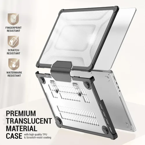 Vista 4 de SEYMAC stock Funda para MacBook Pro de 14 pulgadas, Protección Absorbente de Impactos con Soporte Plegable y Funda con Alfombrilla para Ratón