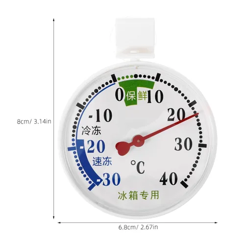 Vista 2 de Uonlytech Termómetro de esfera de alta precisión con soporte de ventosa para congelador y refrigerador, amplio rango de temperatura a medidor
