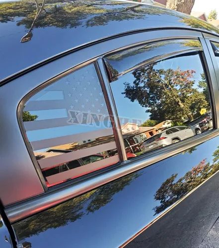 Vista 4 de para Dodge Charger 2011-2022, Calcomanías de bandera estadounidense para ventana lateral trasera, 2 piezas de calcomanía de bandera de EE. UU. mate