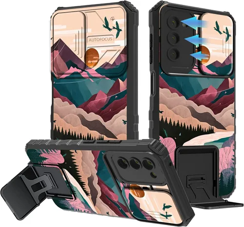 Vista 41 de Funda para Samsung Galaxy A13 5G/4G/A04S, Galaxy A13 5G con cubierta de cámara deslizante, funda de doble capa integrada con función atril