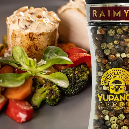 Vista 6 de YUPANQUI Molinillo de pimienta arcoíris de 3.5 onzas, recargable con granos de pimienta arcoíris gourmet RAIMY Artisanal de 7