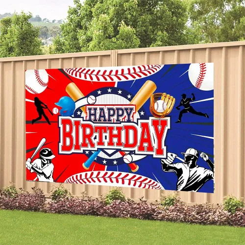 Vista 3 de Decoración de Fiesta de Cumpleaños de Béisbol Telón de Fondo de Feliz Cumpleaños de Béisbol Póster de Pancarta de Fondo de Fotos de Béisbol
