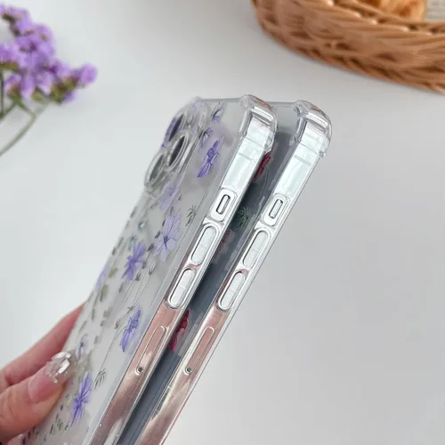 Vista 3 de DEFBSC Funda suave compatible con iPhone 14 Pro, diseño de estampado floral transparente, TPU flexible, a prueba de golpes, para mujeres y niñas