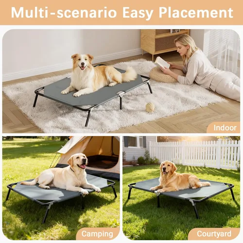 Vista 9 de Cama elevada plegable para perros grandes, cama elevada portátil para perros para acampar al aire libre, camas elevadas lavables para mascotas