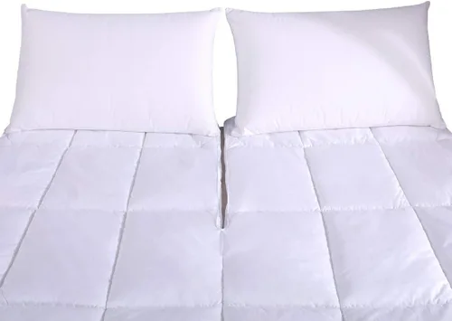 Vista 2 de 2 Inch Plush 100-Percent Cotton Shell Cover Top Split King Down Alternative Mattress Topper/Pad