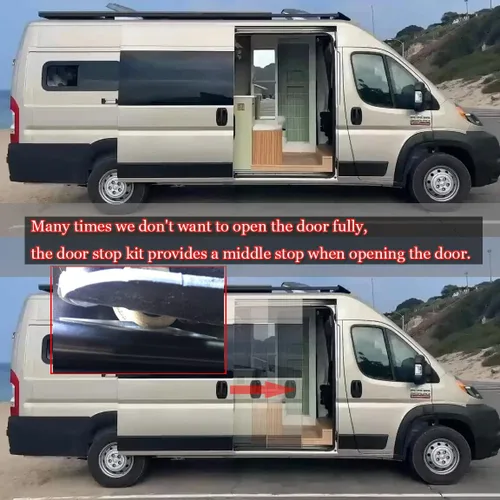 Vista 6 de Midway - Kit de tope de puerta para furgoneta RV compatible con Sprinter, Ford Transit, Ram ProMaster Conversiones Tope de puerta corredera
