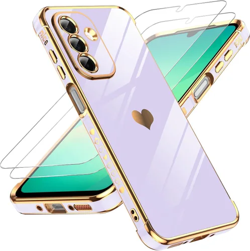 Vista 132 de LeYi Funda para Motorola-G 2025: Love Heart Plating Luxury, Negro