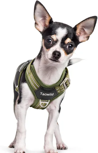 Vista 26 de Arnés sin tirones para perro, chaleco reflectante ajustable con broche de metal, malla suave transpirable sin estrangulamiento para cachorro, fácil