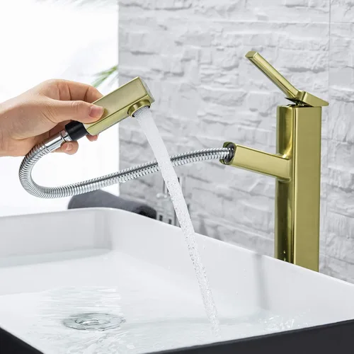 Vista 8 de KAIYING Grifo de lavabo de baño con rociador extraíble, grifo mezclador de lavabo de una sola manija para agua fría y caliente, grifo de fregadero