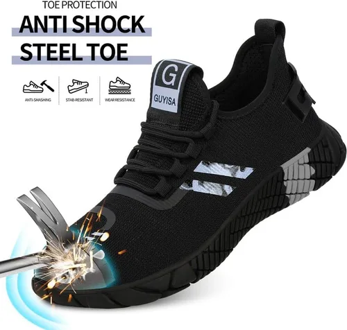 Vista 2 de Zapatos de punta de acero para hombres, zapatos compuestos para hombres de trabajo para mujeres, zapatos deportivos de seguridad con punta de acero