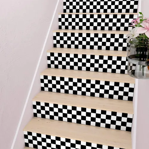 Vista 4 de Decotalk Papel Tapiz a Cuadros Despegar y Pegar para Salpicadero de Cocina Papel de Pared Blanco y Negro Decoración de Tablero de Ajedrez