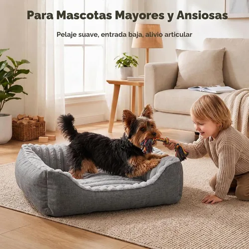 Vista 7 de Avont Dog Bed for Small Pets, Plush Foam, Washable, Low Entry, Grey