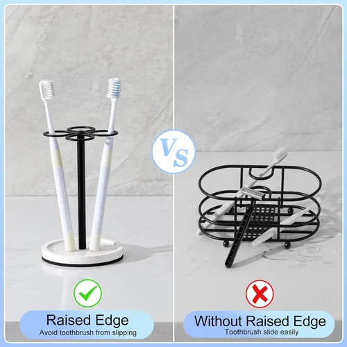 Vista 2 de Luxspire Soporte para cepillos de dientes, organizador de cepillos de dientes de acero inoxidable con base de tierra de diatomeas, soporte