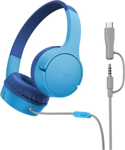 Vista 11 de Belkin SoundForm Mini - Auriculares inalámbricos Bluetooth para niños, batería de 30 horas, límite de volumen seguro de 85 dB, micrófono integrado