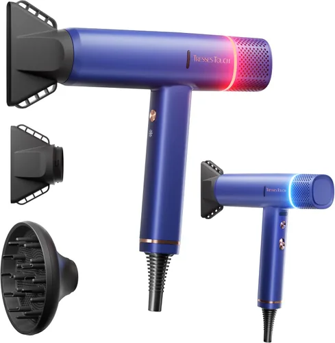 Vista 13 de Secador de pelo iónico profesional con difusor, secador iónico de bajo ruido de alta velocidad, potente motor de 1600 vatios para secado rápido