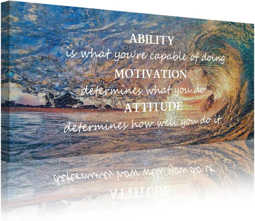 Vista 8 de Unbruvo Arte de pared motivacional para oficina, lienzo grande de 40 x 20 pulgadas con citas inspiradoras, impresiones de actitud motivacional