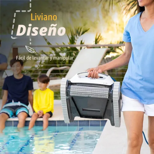 Vista 6 de Dolphin (modelo 2026) E10 - Aspiradora robótica automática para piscina, cepillo de limpieza activo, acceso a filtros de carga superior, ideal