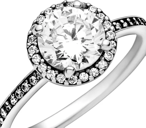 Vista 5 de PANDORA Joyería Anillo redondo de circonita cúbica brillante Regalo para ella Plata de ley Metal Zirconia cúbica