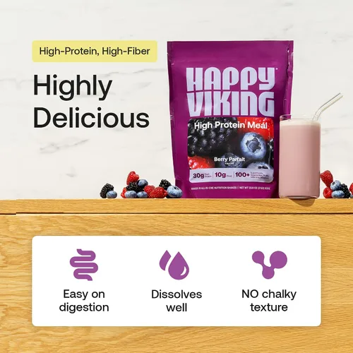 Vista 2 de Happy Viking Berry Parfait - Proteína vegetal en polvo, creada por Venus Williams, 0.71 onzas de proteína, baja en carbohidratos, keto, vegano, sin