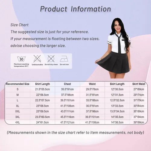 Vista 7 de YOOJIA Uniforme para mujer, disfraz de cosplay de manga corta, camisa de corbata con falda a cuadros, conjuntos de 3 piezas
