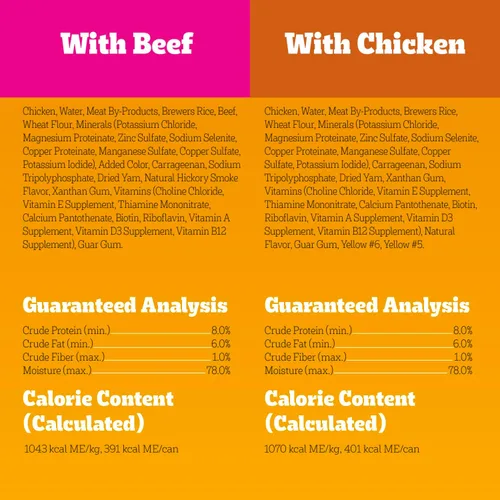 Vista 9 de Pedigree Cena Picada Molida Alimento Húmedo para Perros Variedad de Pollo y Carne de Res, Latas de 13.2 oz. (12 Unidades, Paquete de 1)
