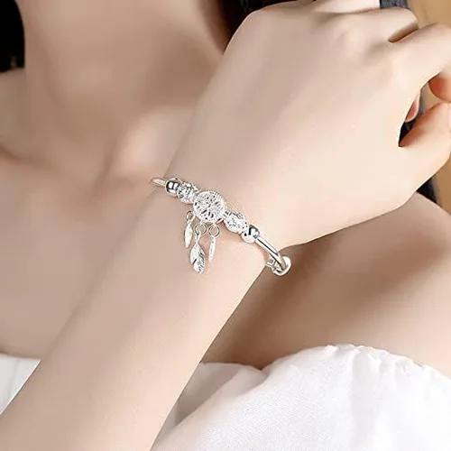 Vista 6 de Pulsera giratoria de cuentas de plata de ley 925 para mujer, para ansiedad, descomprimir libremente, herramientas abiertas, inspiraciones