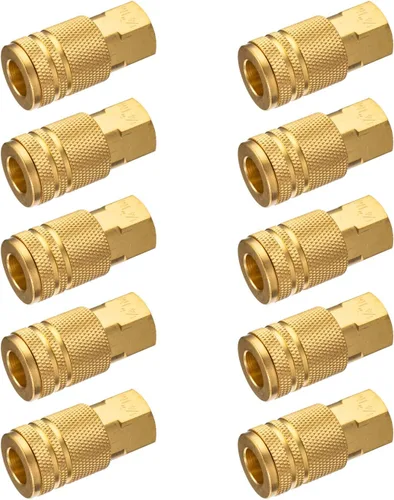 Vista 7 de 1/4 accesorios de conexión rápida, acoplamiento de aire industrial 10 piezas, acoplador de aire de conexión rápida de flujo básico de 1/4