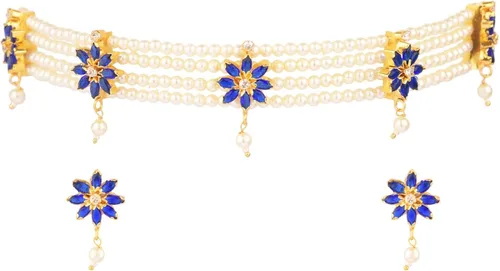 Vista 4 de Efulgenz Gargantilla india de Bollywood con circonita cúbica de rubí sintético y esmeralda, Metal Cristal Diamante de imitación, Circonita cúbica
