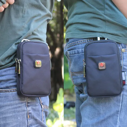 Vista 5 de VIIGER Funda versátil de nailon doble para teléfono celular, funda para cinturón para hombre con clip, bolsa para cinturón para teléfono