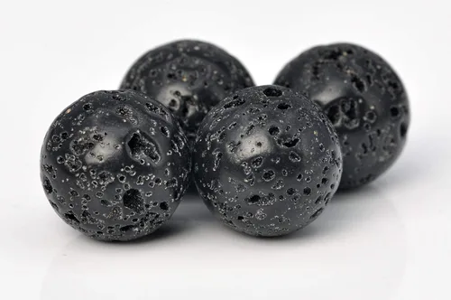 Vista 2 de 250 unidades por bolsa cuentas de lava negra natural de piedra volcánica de roca volcánica, cuentas de piedras preciosas de chakra Reiki, cuentas