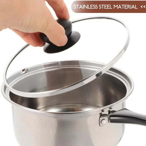 Vista 2 de PRETYZOOM Cacerola multiusos, cacerola de leche, olla de cocina de alimentos, tapa antiadherente, fácil de limpiar