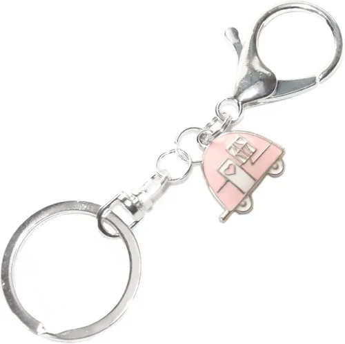 Vista 11 de Retro Camping Keychain - Enamel Key Ring - Vintage Camper Charm - RV Accessories - Handmade