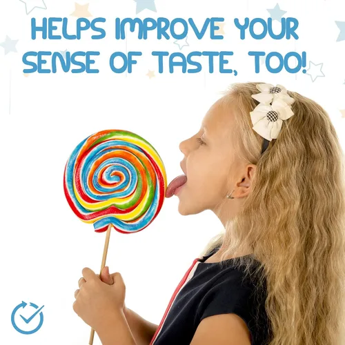 Vista 6 de 55Dental - Juego de raspador o limpiador de lengua para niños, raspadores dentales de plástico sin BPA que ayudan a refrescar el mal aliento, Azul