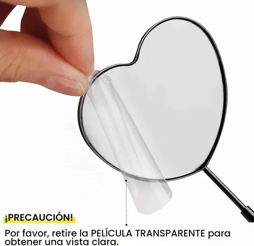 Vista 2 de Espejo de pestañas con forma de corazón Suministros y herramientas desmontables de extensión de pestañas de acero inoxidable de 2.2 pulgadas, Negro