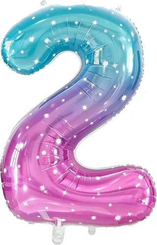 Vista 14 de Globos de números grandes de 40 pulgadas, globos del número 0 para decoraciones de fiesta de cumpleaños Número 0-espacio de color degradado