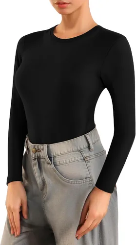 Vista 2 de MANGOPOP Body de manga larga para mujer con cuello redondo