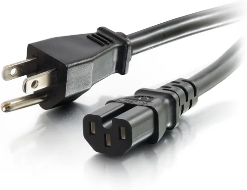 Vista 45 de Cable de alimentación C2G, cable de extensión corto, cable de extensión de alimentación, cable de alimentación de bloqueo, 10A, 250V, negro, 1 pie