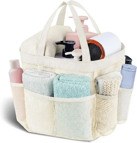 Vista 18 de Attmu Organizador de ducha de malla portátil, de secado rápido, bolsa de ducha colgante para dormitorio universitario, artículos esenciales de gran