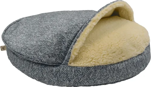 Vista 25 de Snoozer Cama de lujo de microsuede acogedora estilo cueva para mascotas, pequeña, antracita