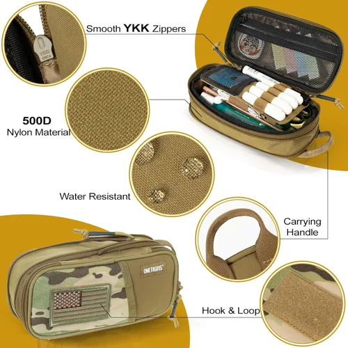 Vista 3 de ONETIGRIS Estuche para lápices para niños, estuche para niños, suministros de oficina, papelería, cremallera, multiranura, gran capacidad