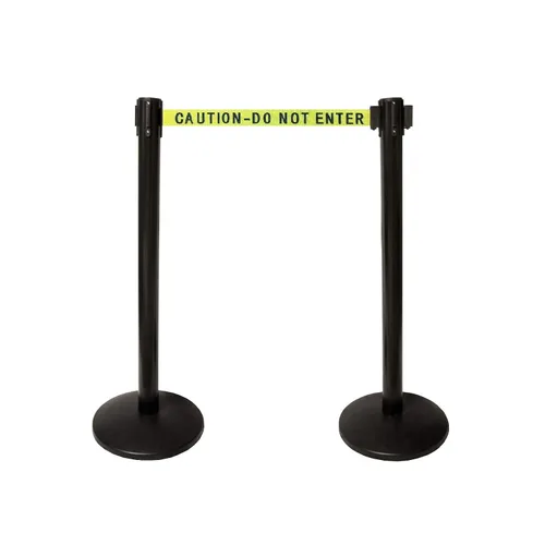 Vista 11 de Juego combinado de barrera de puntal de seguridad de cola de cinturón retráctil HT de 40 pulgadas (2 postes de cinturón negro)