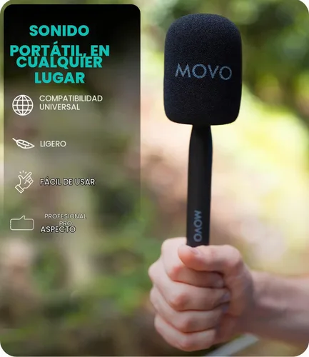 Vista 5 de Movo WMX-HM - Mango de micrófono para DJI Mic, Rode Wireless GO, Hollyland Lark y más - Mango de micrófono inalámbrico para entrevista - Adaptador