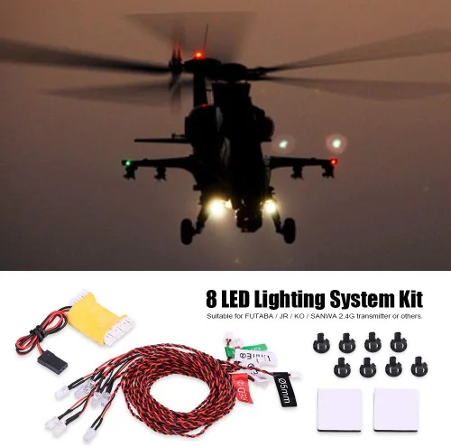 Vista 3 de Akozon Luces de navegación de avión Rc Kit de luces LED de avión RC Luz intermitente de avión RC 8 Kit de sistema de iluminación LED Luces