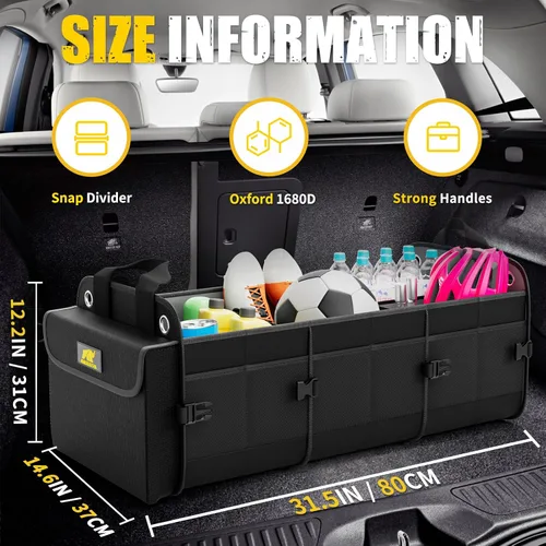 Vista 2 de MIKKUPPA Organizador de maletero de automóvil con enfriador - Organizador grande de 100L para automóvil, almacenamiento plegable de maletero