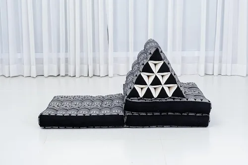 Vista 8 de Colchón de Piso Leewadee con Cojín Triangular, Silla de Piso con Respaldo, Silla Reclinable para Leer y Dormir, Cojín de Meditación, Cómodo Mueble